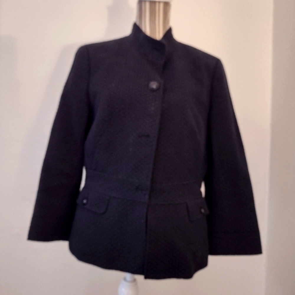 Talbots Black Button Front Jacket Size 10